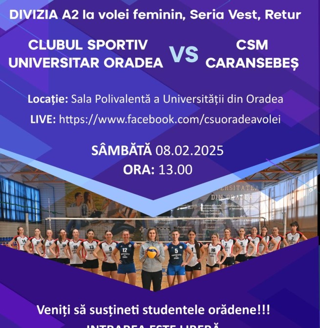 CSU Oradea vs. CSM Caransebeș, derbiul rundei în Divizia A2, seria Vest